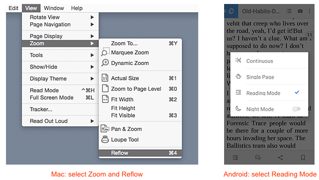 How to Reflow text on Mac and Android