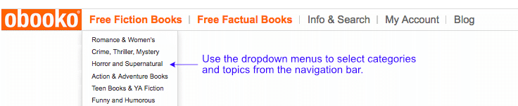 Using the dropdown menus to select categories and topics