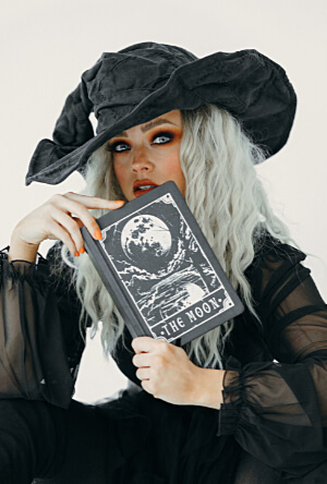 Woman dressed up in witch costume